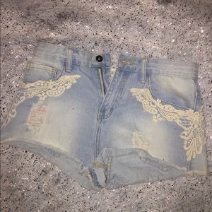Embroidered jean shorts